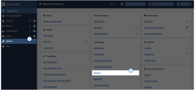Screenshot of manage plugins
